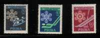 POLAND 1956 11TH STUDENT WINTER GAMES SET OF 3 NHM Sports Ice Hockey Skiing & Ice Skating Events - Unused Stamps