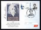 Cover,stationery,STAMP + PMK  With The Nobel Prize In Physics ,Einstein,2005,ROMANIA.(C) - Albert Einstein