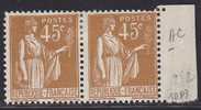 France - Paire Yvert N° 282 X - Cote 4 Euros - Prix De Départ 1,3 Euros - 1932-39 Paz