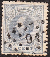 1872 Koning Willem III  5 Cent Blauw Tanding 12 X 12 ???  NVPH 19 - Gebruikt