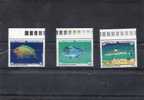 POLYNESIE Française : Poissons :Acanthurus Lineatus (Chirurgien-clown), Caranx Melampygus  , Carcharhinus Melanopterus - Unused Stamps