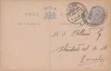 Br India King George V, Postal Stationery, Postal Card, Used In Karachi Now In Pakistan, India - 1911-35 King George V