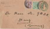 Br India King George V, Postal Stationery Envelope, Golden Temple Postmark, Sent To Germany, Used India - 1911-35 Koning George V