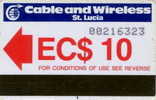 # SAINT_LUCIA 1 Cable & Wireless $10 C&w   Etat Moyen - Santa Lucia