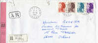 1984-14-6 Lettre Recommandée R1+AR Tarif1/6/83 1éch 2276 2190 2179 2243 Liberté Gandon Cuzion Indre - Postal Rates