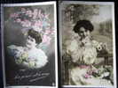 Lot 2 CPA - Je Pense à Vous - Vrouw - Bloemen - Femme - Fleurs - 1905 - 1910  -  Lot 1.9 - Saint-Valentin