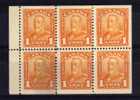 Canada - 1928 - 1 Cent Booklet Pane - MH - Unused Stamps