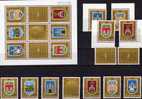 Städte-Wappen 1970 Jugoslawien 1383/9,4xER Plus Block 16 ** 26€ Sarajevo Beograd Skopje Zagreb Fogli Sheet Bf Yugoslavia - Unused Stamps