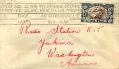 1938  2 1/2 D. Mt Cook Single On Letter To USA  Perf 13.6 X 13.6  Morrinsville Line Cancel - Brieven En Documenten