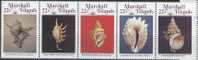 1986 Marshall Islands, Shells, Coquillages, Conchas, SCHNECKE ,Michel 87-91, MNH - Marshallinseln