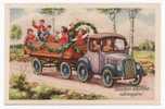 TRUCKS - Trailer, Children, Old Postcard - Vrachtwagens En LGV
