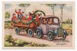 TRUCKS - Trailer, Children, Old Postcard - Transporter & LKW