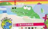 Télécarte JAPON *  KROKODIL Crocodile (33) Animal * REPTILE * PHONECARD JAPAN * GLOBE - Crocodiles And Alligators