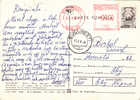Meter Mark 1,60 Lei Red 1984 Bucuresti On Postcard Romania. - Frankeermachines (EMA)