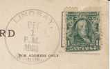 Lindsay Minnesota (Polk County) MN DPO-4 Postmark Cancel 1 December 1908 On Postcard - Poststempel