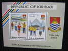 5614 Anniversaire Indépendance île Kiribati Jeux Game Drapeau Flag Stade Bloc Course Mauri - Timbres