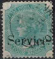 Inde Anglaise - 1866 - Y&T Service N° 11 Oblitéré (Surcharge De 15 Mm). Coin Supérieur Gauche Touché. - 1858-79 Compagnie Des Indes & Gouvernement De La Reine