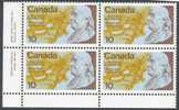 1976 Canada Sc. # 691 United Sates Bicentennial Lower Left Inscription Block Of 4 MNH - Blokken & Velletjes