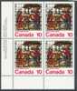 1976 Canada Sc. # 698 Christmas Nativity Stained Glass Window At Church,  Lower Left Inscription Block Of 4 MNH - Blocs-feuillets