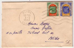 ALGERIE - TYPE ARMOIRIES - 1957 - Yvert N°337C+337 Sur LETTRE De BLIDA - Storia Postale