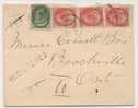 CANADA - 1902 REGISTERED COVER To BROCKVILLE, ONTARIO - Yvert # 63  + Vertical Trio Of # 65 - Stamps In Poor Condition - Lettres & Documents