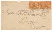 CANADA - 1897 COVER To LONDON, ONTARIO - 60th ANNIV QUEEN VICTORIA -  Yvert # 39 (x2) - Cut Cover With Stamp Missing - Lettres & Documents