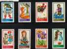 POLAND 1968 FAIRY TALES SET OF 8 NHM Children Stories Fables Fox Wolf Cat Red Ridding Hood Paintings Art - Nuevos