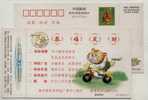 Cartoon Tiger Bicycle Stunt Cycling,CN 98 Lunar New Year Of Tiger Year Greeting Postal Stationery Card - Vélo