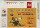 Postwoman Bicycle Cycling,China 2003 Quanjiao Post Office Advertising Postal Stationery Card,some Bends Flaw - Vélo