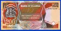 MONNAIE BILLET BANQUE AFRIQUE OUGANDA BANK OF UGANDA 200 TWO HUNDRED SHILLINGS - SHILINGI MIA MBILI 1994 PARFAIT ETAT - Oeganda