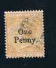 Grande Bretagne 1874 BERMUDES : N°10 (SG16), "ONE PENNY/3 PENSCE" Jaune Obl. Certificat "Royal". - Used Stamps