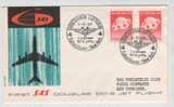 Denmark First SAS Douglas DC-8 Jet Flight Copenhagen  - New York 1-5-1960 With RED CROSS Stamps - Cartas & Documentos