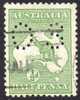 Australia 1913 Kangaroo 1st Watermark 1/2d Green Perf Small OS Used - Actual Stamp - - Used Stamps