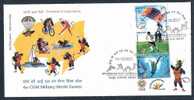 India 2007 Military, Games, Sport, Mascot, Cycling, Football, Diving, Parachute FDC Inde Indien - Paracadutismo