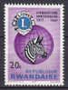 Rwanda 1967 Mi. 243   20 C Lions International Club Zebra & Globe Weltkugel MH* - Ungebraucht