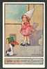 LITTLE GIRL WITH DOG PUPPY, WAS YOU EVER A DUNCE BY AGNES RICHARDSON, TUCK`S OILETTE POSTCARD - Biais