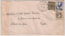 ALGERIE - 1947 - Yvert N° 209+222+45 Sur LETTRE De ALGER Pour LYON - MARIANNE D'ALGER + TYPE COQ - Cartas & Documentos