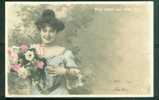 Mon Coeur Est Avec Vous , Jeune Femme Et Bouquet De Fleurs , Photo Signée A.S.    - Gu05 - Altre Illustrazioni
