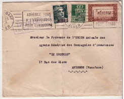 ALGERIE - 1946 - Yvert N°237+185+138 Sur LETTRE De ALGER GARE MECA INDOCHINE =>AVIGNON -  MARIANNE De GANDON + ARMOIRIES - Covers & Documents