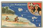 POLYNESIE - ILES MARQUISES - Carte + Richesses Du Pays Au Dos - Publicité Lion Noir - Dos Scané - Polynésie Française