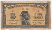 French West Africa ( L'Afrique Occidentale ) 5 Francs 1942 P 28a 28 A - Otros – Africa