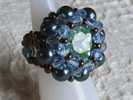 Superbe Bague Artisanale Bleu Vert Toute En Cristal Swarovski T.55/56 - Ringe