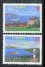 2001 3 Small Links Stamps Tower Ship Sailing Boat Taiwan Scenery - Islands