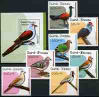 Guinea-Bissau 1989 MiNr. 1018 - 1025 (Block 275) Birds Pigeons 7v+1bl MNH** 17.50 € - Palomas, Tórtolas