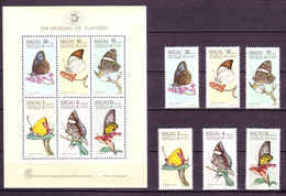 Macau 1985 MiNr. 540 - 545 (Block 3) Portuguese Province Insects Butterflies 6v+1bl MNH** 230,00 € - Andere & Zonder Classificatie