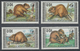 Mongolia 1989 MiNr. 2021 - 2024  Mongolei Animals Eurasian Beaver 4v MNH ** 3,20€ - Knaagdieren