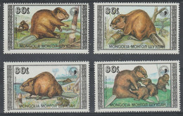 Mongolia 1989 MiNr. 2021 - 2024  Mongolei Animals Eurasian Beaver 4v MNH ** 3,20€ - Rongeurs