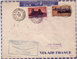 NOUVELLE CALEDONIE - 1948 - Yvert N°270+272 Sur LETTRE De NOUMEA Pour SAIGON (INDOCHINE) Par AIR FRANCE - Briefe U. Dokumente