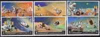 Apollo 15 Raumflug USA Zukunftsbilder 1972 VAE Ajman 1254/2 O 2€ Astronauten Raumfahrtprogramm Mondauto Set From Arabia - Physik