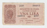 ITALY 1 Lire 1944 P 29b 29 B - Italië – 1 Lira